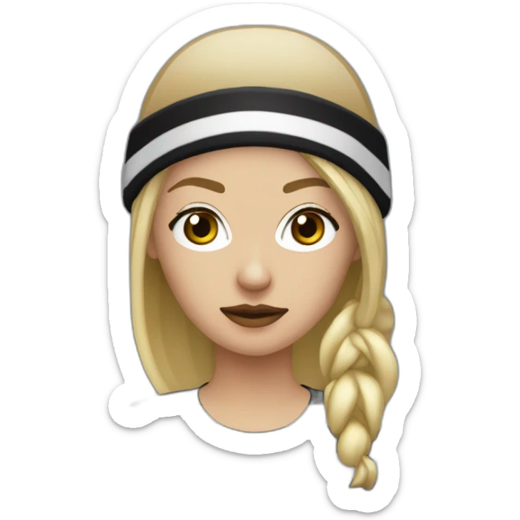 bank robber blonde woman with black beanie hat eye mask and striped shirt sticker