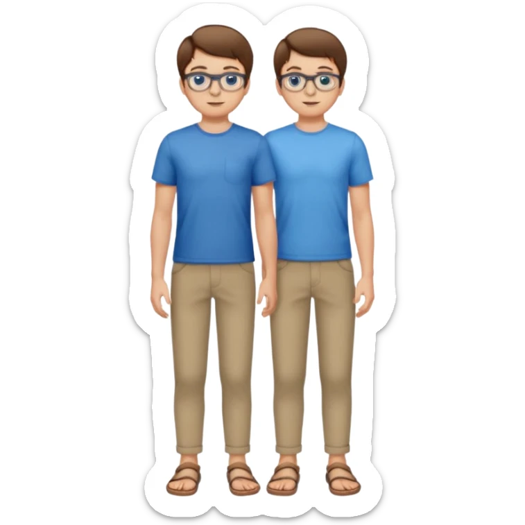 jeune homme l'air cool taille moyenne corpulence maigre cheveux chatain court yeux bleus lunettes photo de pieds en pantalon  sticker