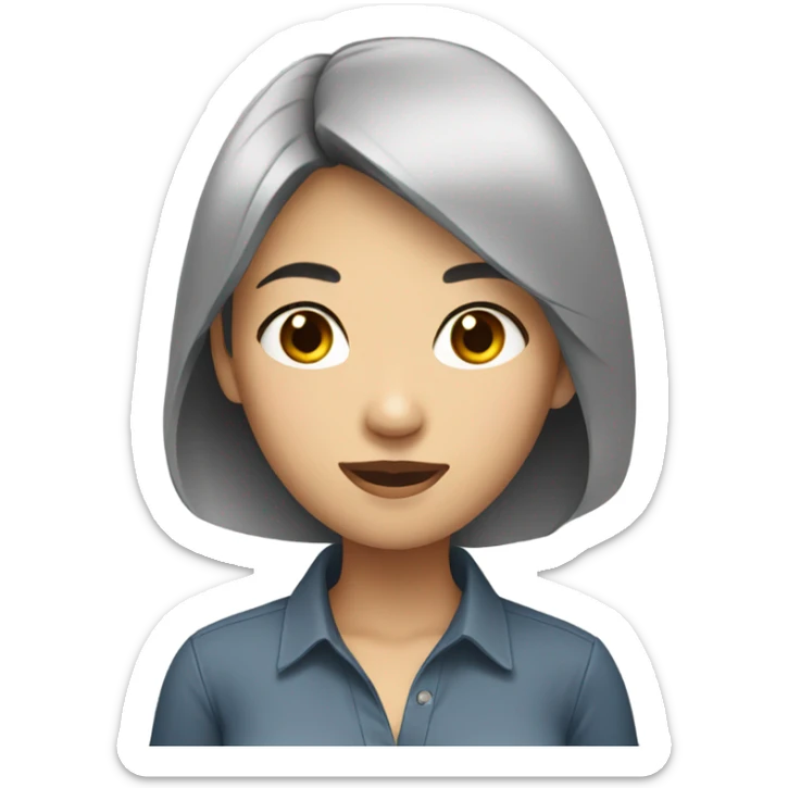 asian woman black hair, casual shirt sticker