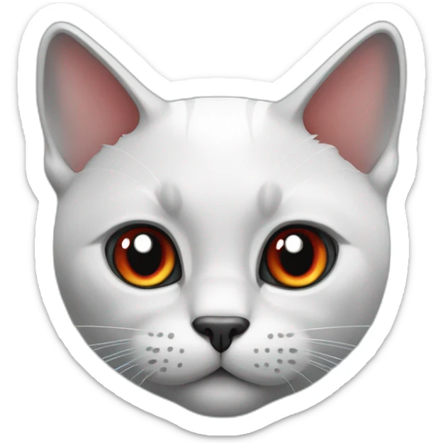 British cat white and gray with red nose and dark gray ears, with blue eyes sticker