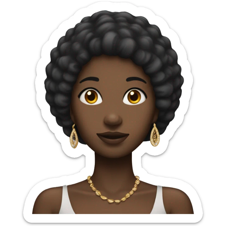 Black girl with straight hair and earrings and tub top sticker