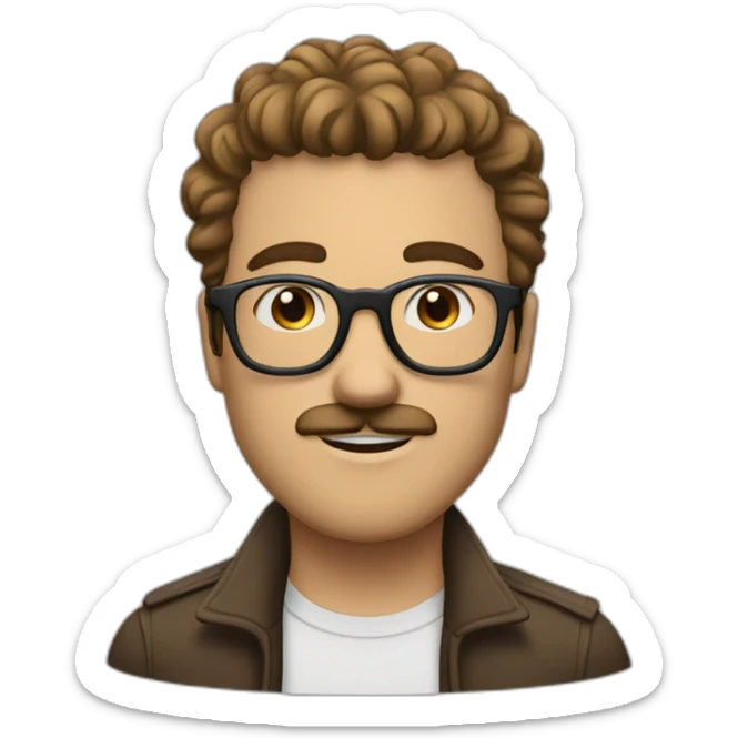 rickyedit (w/glasses and moustache and brown short hair and a big nose and fringe and young) sticker