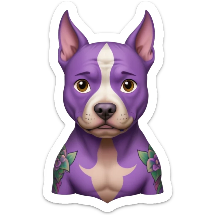 very tattoed face pitbull dog with purple spiky hair sticker