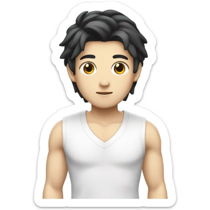 man from japan, white skin, black hair, casual shirt sticker