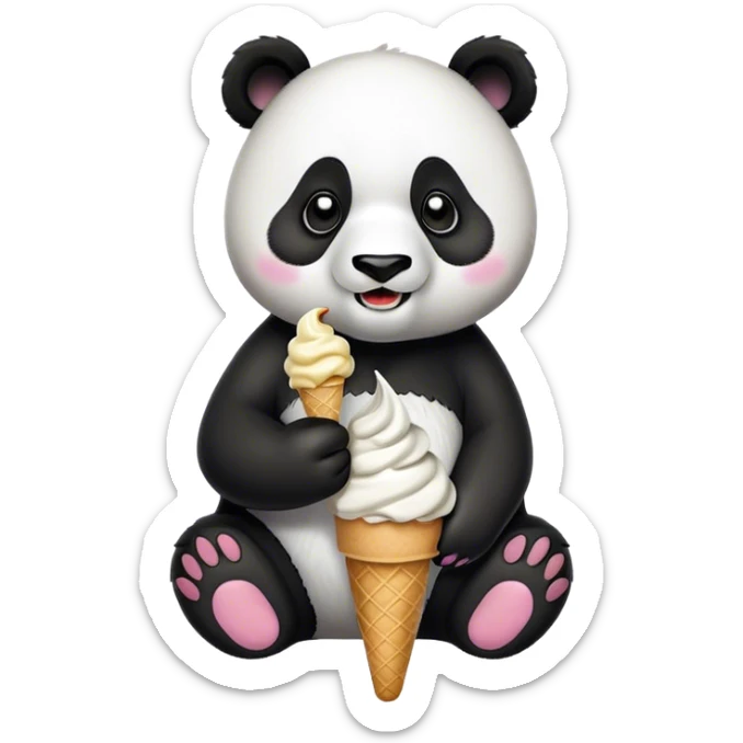 Panda eating ice cream sticker