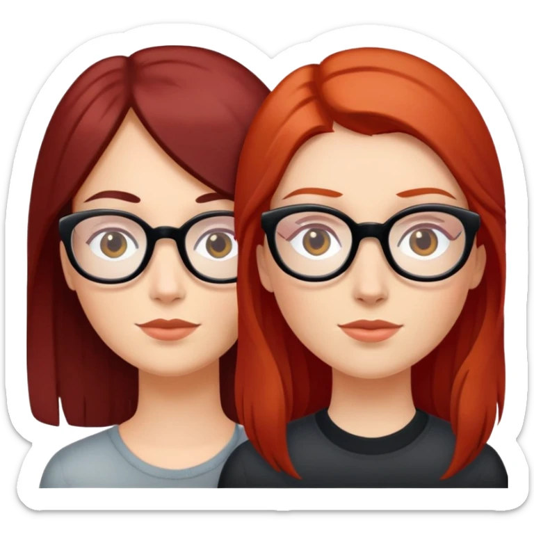 Skinny pop popcorn is a large, dark haired girl Caucasian, no glasses standing next to Caucasian, red haired girl with glasses sticker