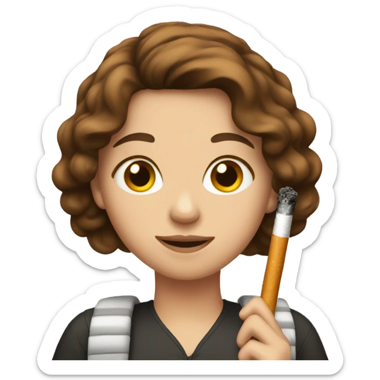girl with brown hair and zigarette in hand sticker