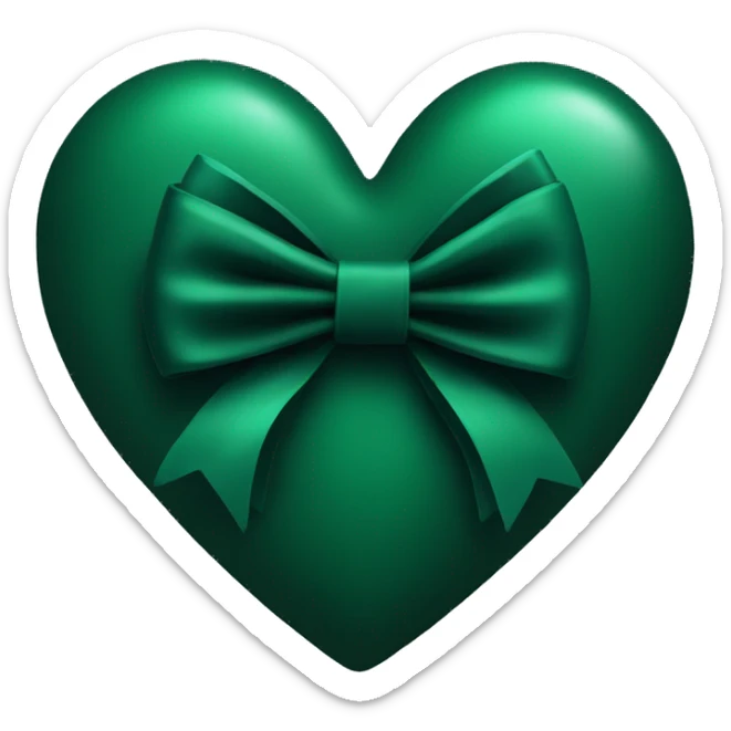 Dark green heart with a black bow  sticker