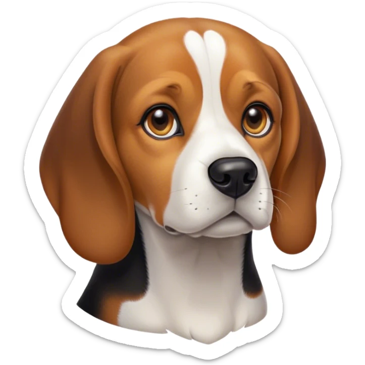 Cinematic Noble Beagle Portrait Emoji, Poised and regal, with a compact, sturdy build and a well-groomed coat of white, brown, and black, deep-set soulful hazel eyes, Simplified yet sharp and sophisticated features, highly detailed, glowing with a soft, dignified glow, high shine, intelligent and loyal, stylized with an air of strength, focused and attentive, soft glowing outline, capturing the essence of a watchful and confident companion, so majestic it feels as though it could step out of the screen with effortless authority! sticker