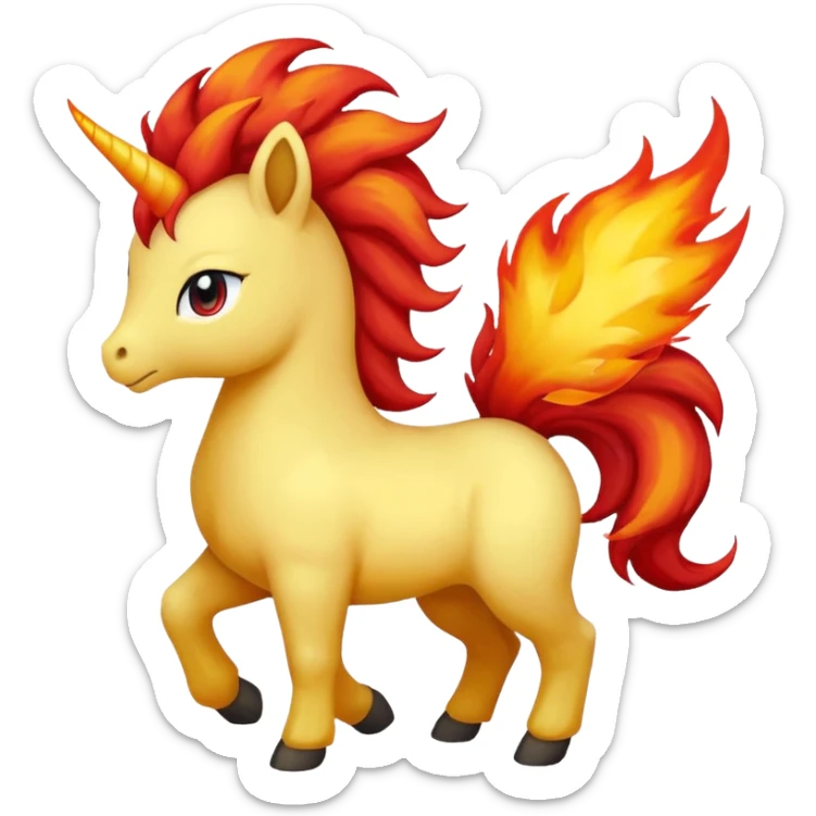 ponyta pokemon (yellow body, red flaming mane, red flaming tail) no horn
 sticker