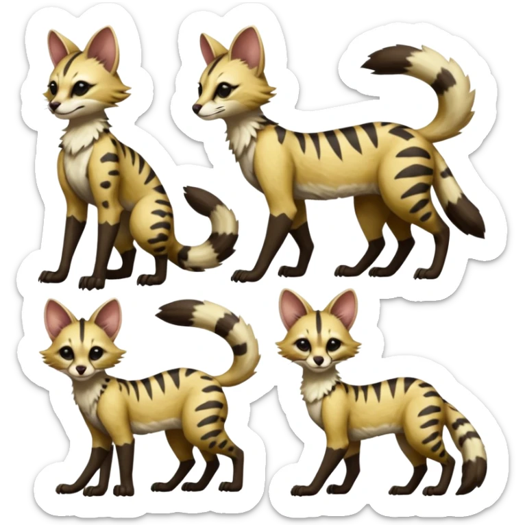 Genet-Wolverine-Marsupial-Serval-Possum-Vernid-Sergal-Fakémon-hybrid, by LiLaiRa-griffsnuff, full body sticker