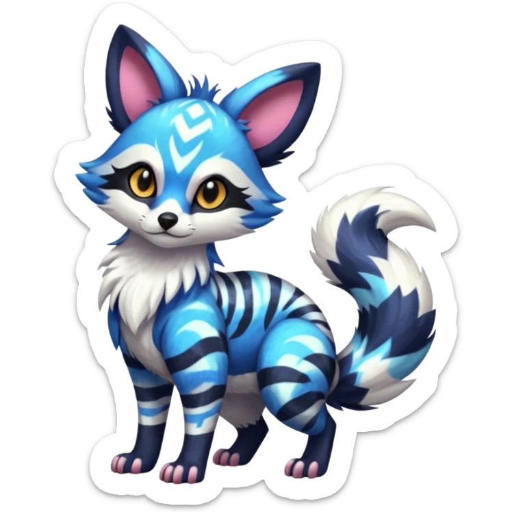 Futuristic furry fluffy floofy feathery tribal marked Genet-Absol-Furret-Zeraora-Primagen-fusion-creature  sticker