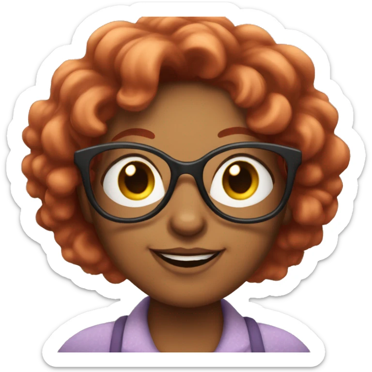 Grandma emoji but with cat eye glasses and red wavy hair sticker