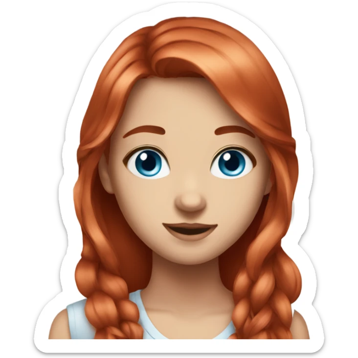 Beautiful girl, red hair，long hair, blue eyes sticker
