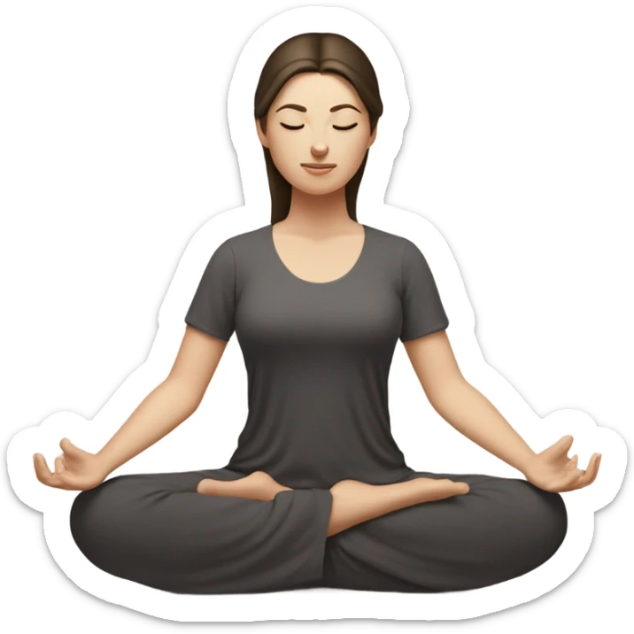 white girl with dark brown hair in zen meditation position sticker