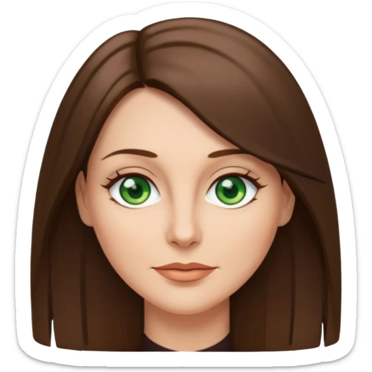 pretty woman in her 40s with green eyes and long straight ash-brown hair  sticker