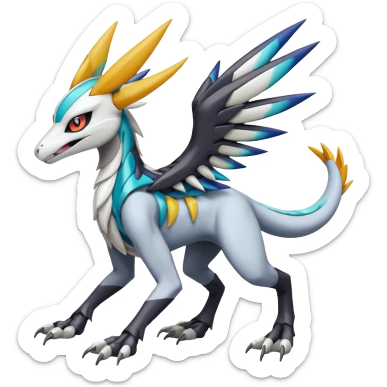 Colorful Meloetta-Silvally-Wargreymon-Sergal-Pokémon-Digimon-Fakémon-fusion-hybrid-creature sticker