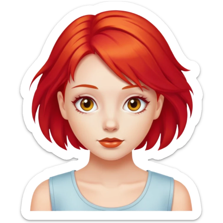 y2k fashion girl with bright red hair sticker