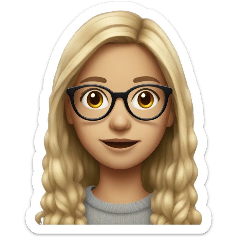 realistic portrait of girl with glasses sticker