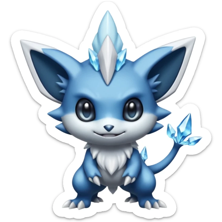 Elemental dark dusky mechanical frosty fairy-like fantasy epic rare Glalie-Sneasel-Togetic-Pokémon-Fakémon-hybrid-creature sticker