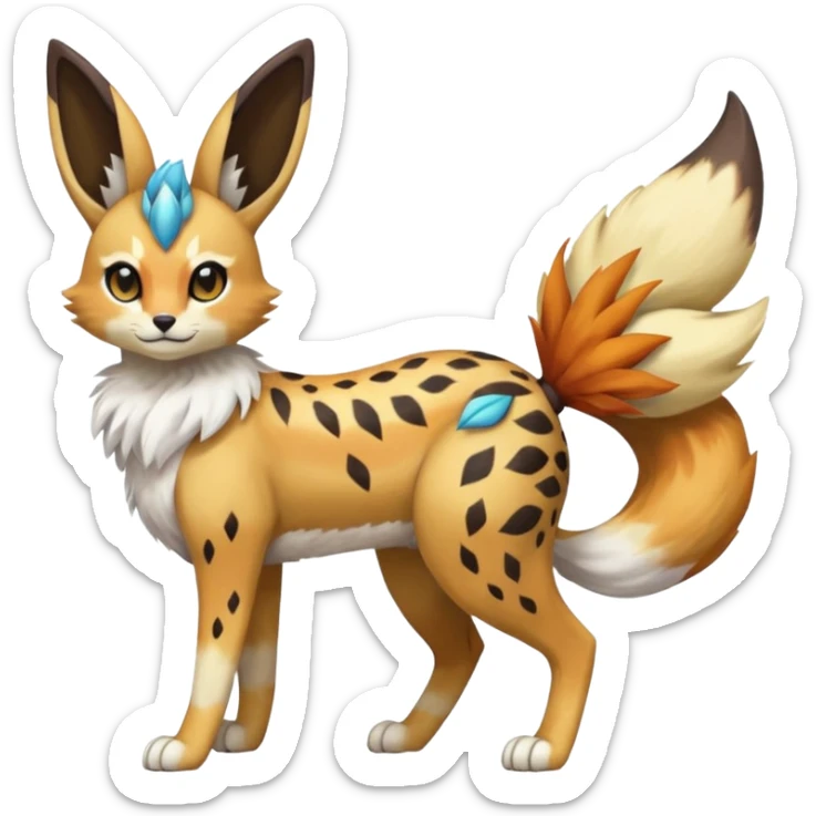 Colorful Meloetta-Bunny-Eevee-Vernid-Sergal-Serval-Pokémon-Fakémon-fusion-hybrid-creature sticker
