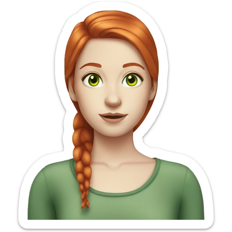 young woman with straight red hair and green eyes and pale skin sticker