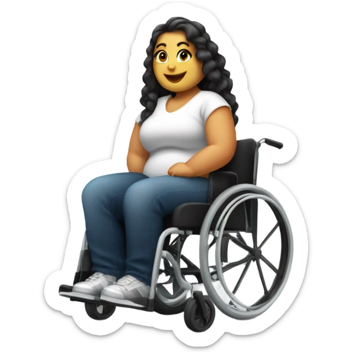 Cool and spunky fat curvy Caucasian girl in wheelchair sticker