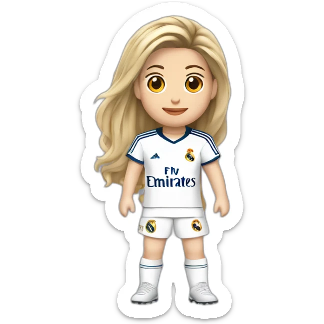 Piqué vestido del Real Madrid con una imagen de Shakira en la camiseta sticker