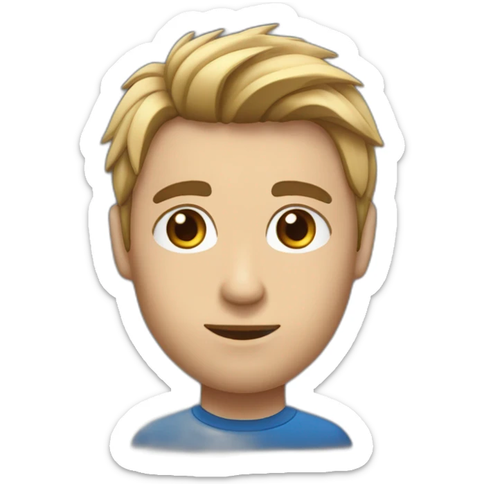 Cara de persona media calva con pelo muy corto y con barba corta y ojos azules sticker