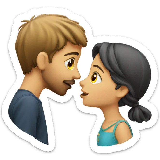 A French boy kissing an Iranian girl sticker
