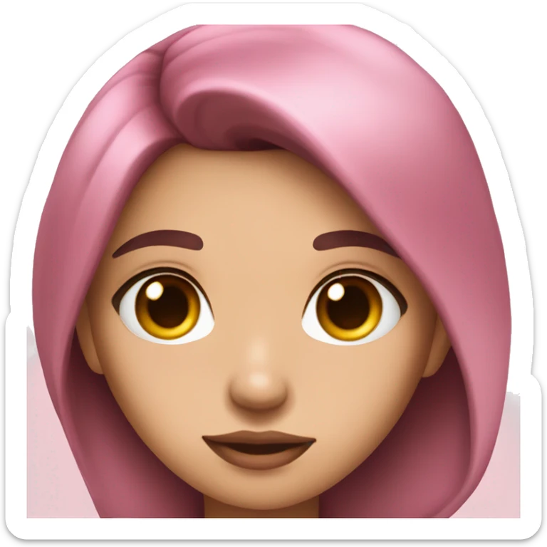 Pink heart and she have dark brown hair cute eyes amazing lips sticker