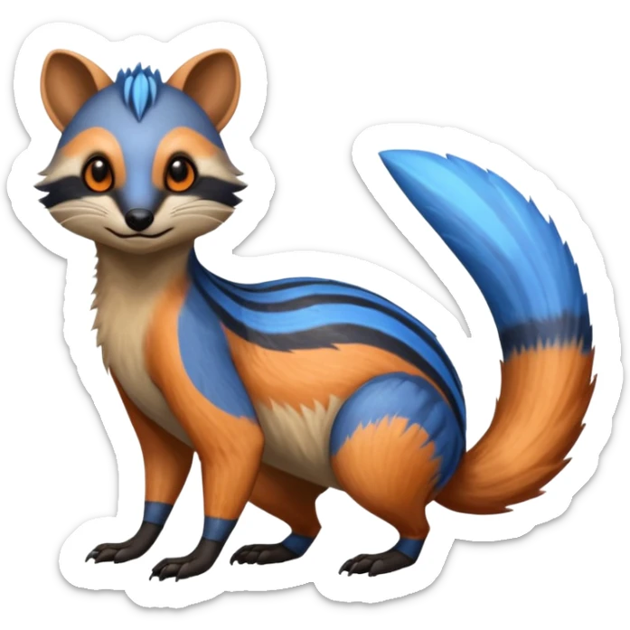 Fiery Blue-Flamed Handsome Wicked Cool Hot Badass Numbat-Trico-Civet-Vernid-fusion-hybrid-creature sticker