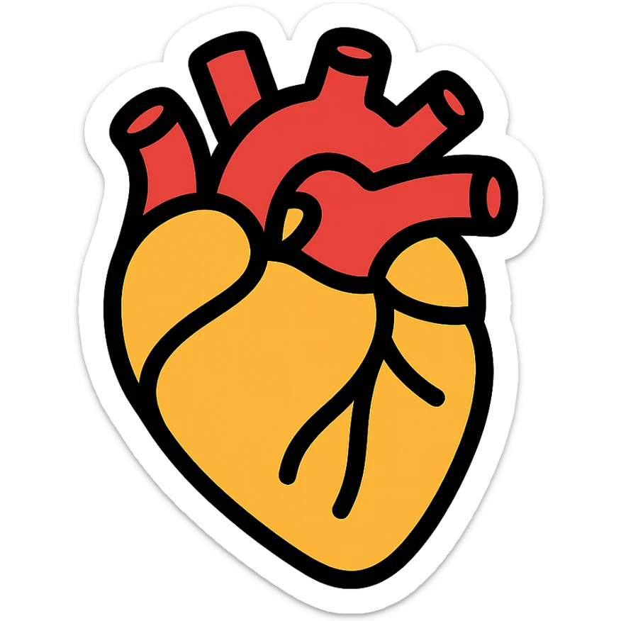 color outline icon of a cow heart, clean lines, no background sticker