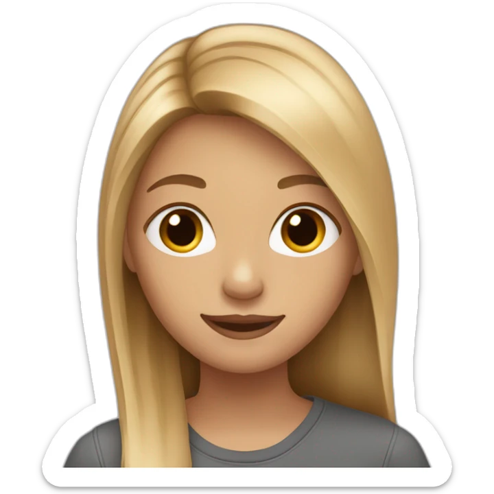 Teenager girl long light Brown and blonde hair sticker