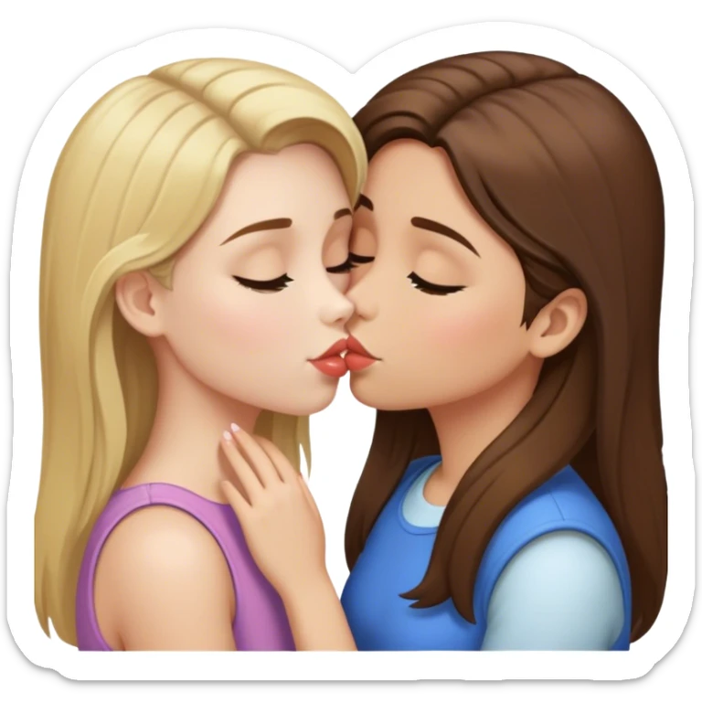 brunette girl kissing brown roots with blonde hair hirl sticker