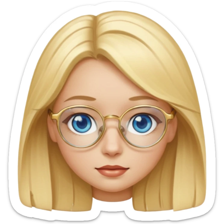 une fille blonde au yeux bleus avec des lunette dorée assez grande sticker