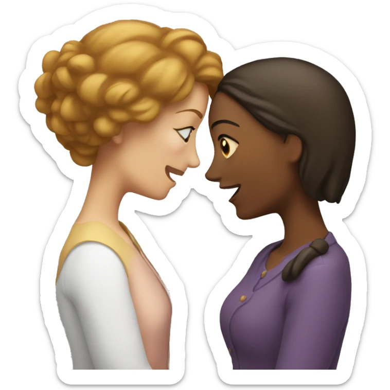 One woman whispers into the ear of another woman. sticker