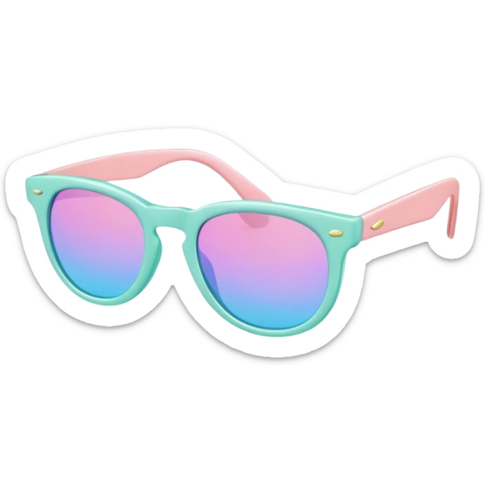A colorful pair of Pastel sunglasses (aesthetic, loose object, apparel), seen from the side, 3/4 angle sticker