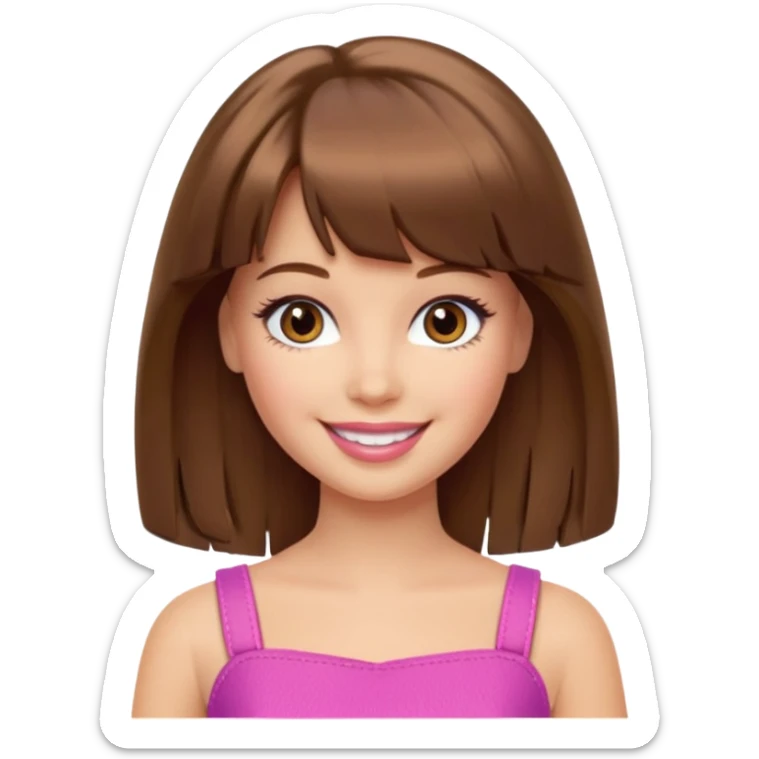 barbie merliah summers with brown hair a fringe and light brown eyes  sticker