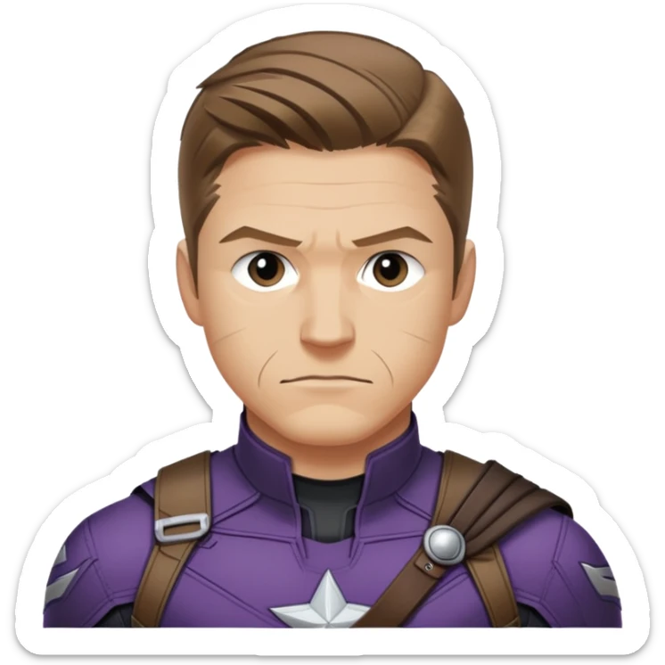 hawkeye clint barton portrait marvel, brown hair from captain america: civil war sticker