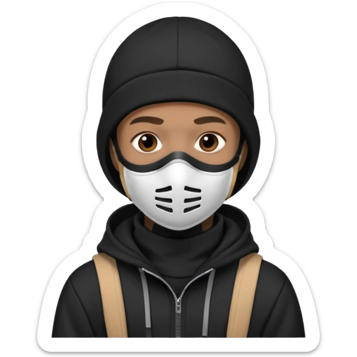 skier with black goggles hoodie and face mask looking stylish like an underground rapper. I said mask pls no face showing  sticker