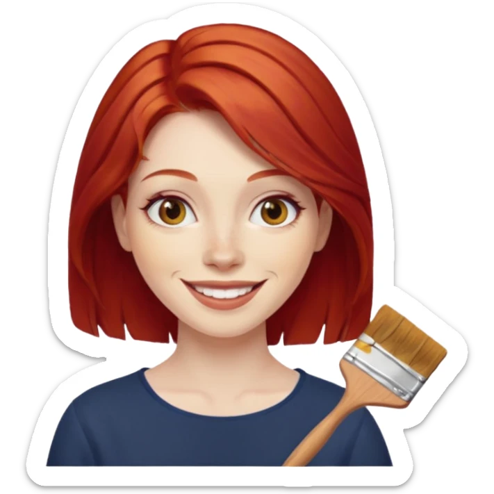 Painting Hold. Women painting smilling   Cheveux roux sticker