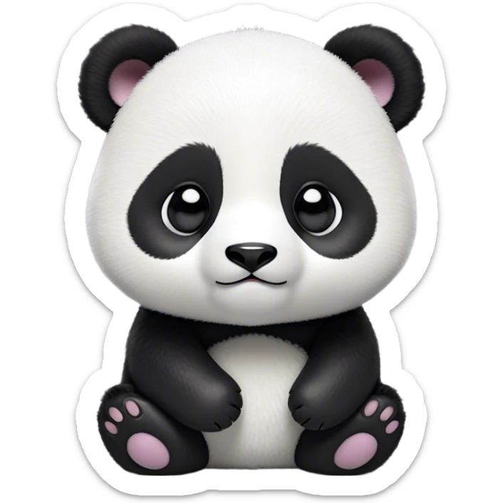 Cinematic Noble Baby Panda Portrait Emoji, Poised and regal, with a tiny, adorable build and a soft, fuzzy Fur of black and white, deep-set soulful gentle eyes, Simplified yet sharp and sophisticated features, highly detailed, glowing with a soft, dignified glow, high shine, intelligent and endearing, stylized with an air of miniature majesty, focused and attentive, soft glowing outline, capturing the essence of a watchful and confident little panda, so majestic it feels as though it could toddle out of the screen with effortless authority! sticker