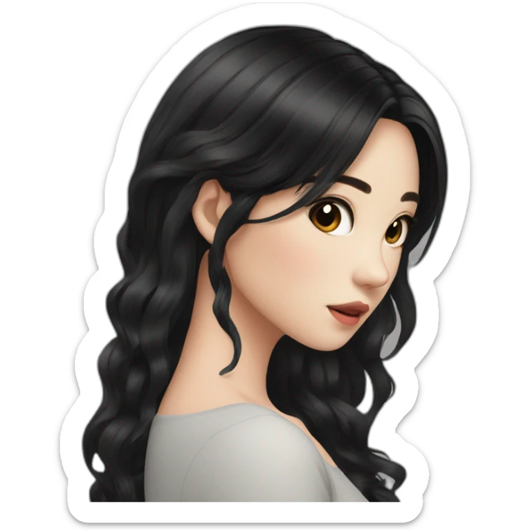 Beautiful girl,Black hair,long hair,Black eyes,Chinese sticker