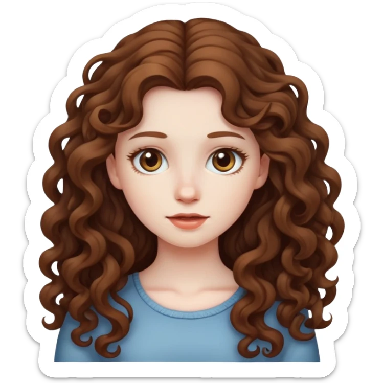 Girl with long curly hair sticker
