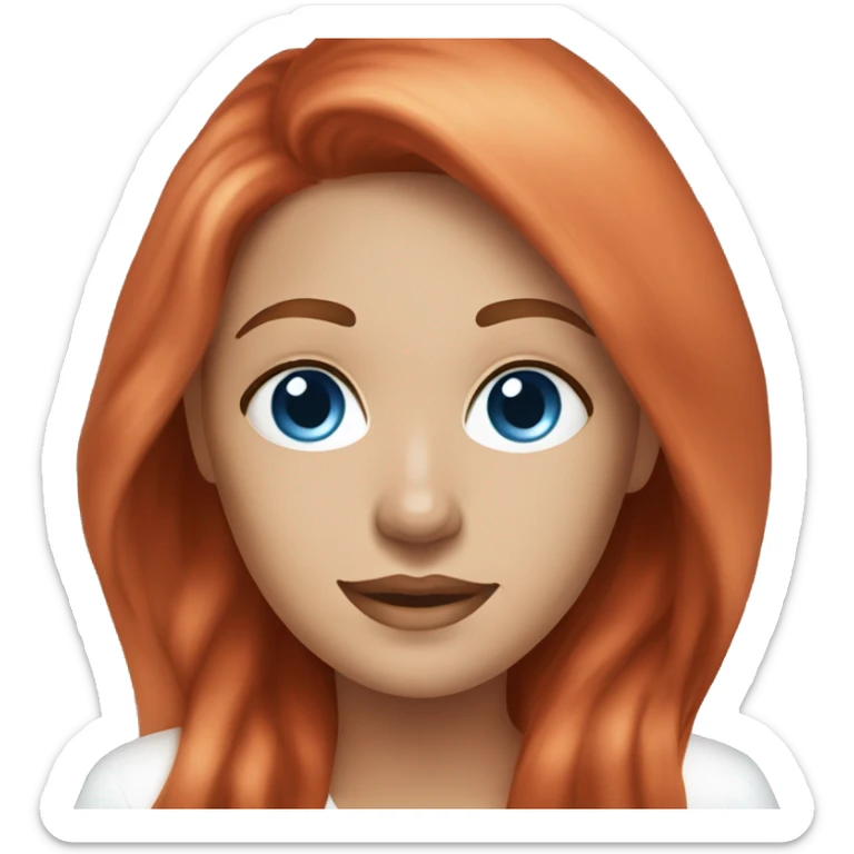 esthetician doing her skincare with long red hair and blue eyes sticker