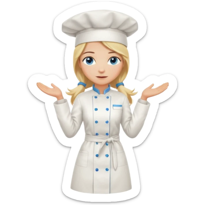 Full body 
Sexy Long Blonde hair blue eyed female chef arms folded sticker