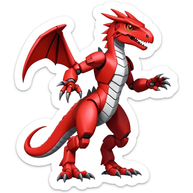  Cool Edgy Red Digimon-Fakemon-Guilmon-Velociraptor-Dragon-Mecha full body  sticker