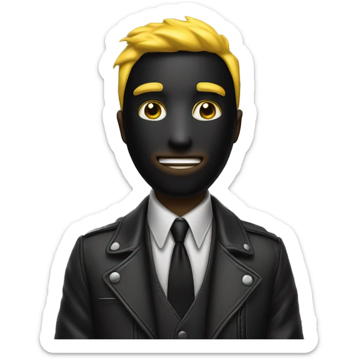 Yellow hair black masker Guy whi money bag ant whit black lines jacket sticker