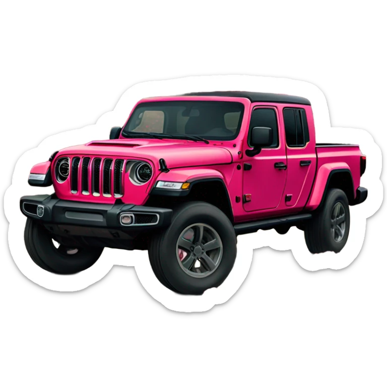 Realistic Red Jeep Gladiator with the truck bed full of pink flowers. sticker